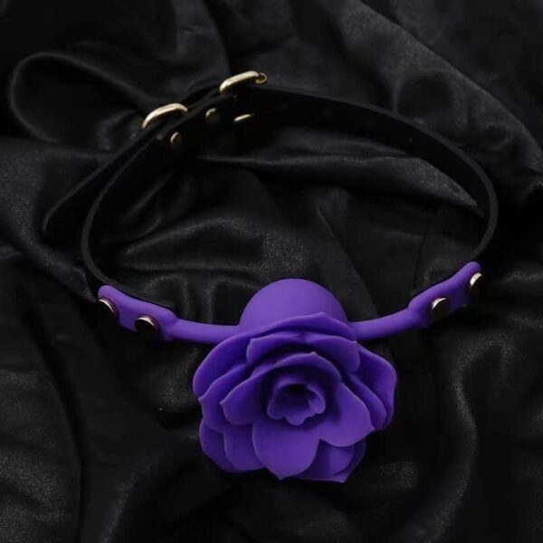 Kutocesy Mouth Gag Breathable Roses Ball Gag Bondage Gags & Muzzles Penis Gag BDSM Sex Toys for Woman, Fetish Adult Games Sex Slave Female Sex Toy for Couples Cosplay (Purple) - Image 3