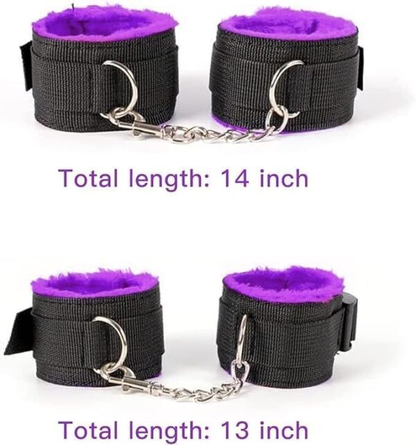 Bed Bondage Restraints Kits Sex Toys for Sex Games Under Mattress Fetish Adjustable Bed Restraints Set for Couples Adult Beginner Handcuffs Clips Blindfold Feather Hoodies - Image 2