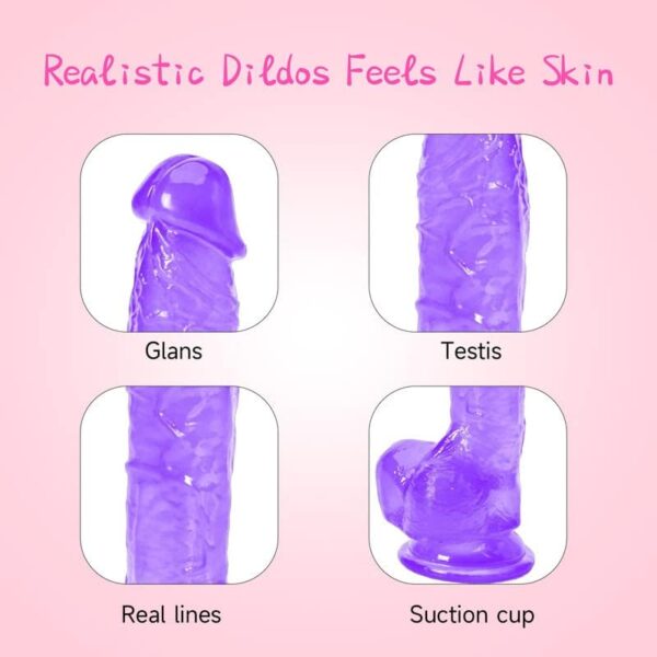 Realsitc Dildos, Sex Toy for Women, 8.5 Inch Ultra Soft Lifelike Silicone Big Dildo with Strong Suction Cup G Spot Stimulator Adult Toys for Women or Beginer Sexual Pleasure Tools for Women,Purple - Image 2