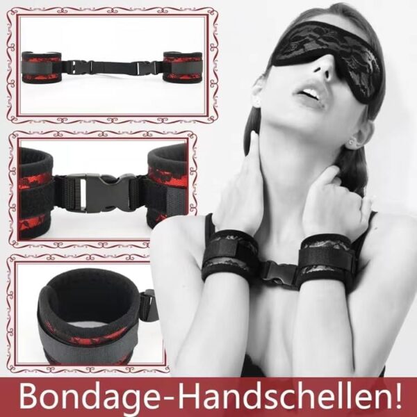 BDSM Neck to Wrist Bondage Restraints Set Bondage Kit, Sex Behind Back Handcuffs Collar with Blindfold Adjustable Bondage Gear & Accessories, Bed SM Games Play Sex Toys for Couples - Image 4