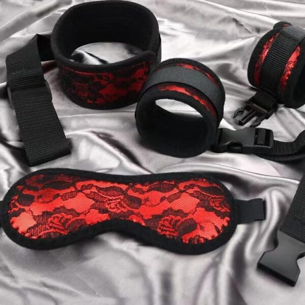 BDSM Neck to Wrist Bondage Restraints Set Bondage Kit, Sex Behind Back Handcuffs Collar with Blindfold Adjustable Bondage Gear & Accessories, Bed SM Games Play Sex Toys for Couples - Image 5